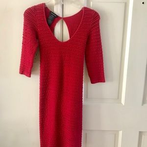 Bebe Body Con Detailed Ribbed Dress